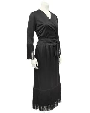 Black 2 Piece Wrap Set with Fringe