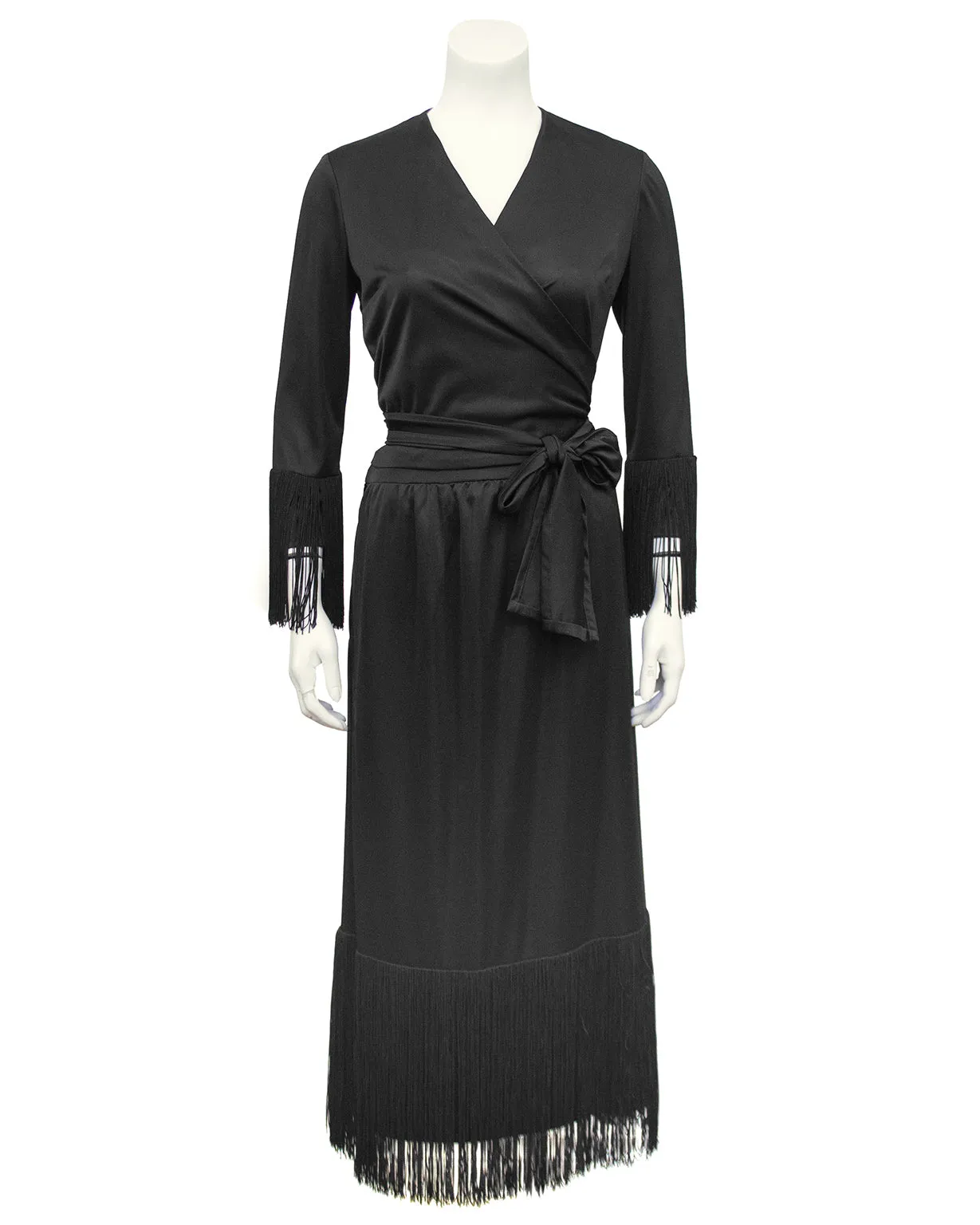 Black 2 Piece Wrap Set with Fringe