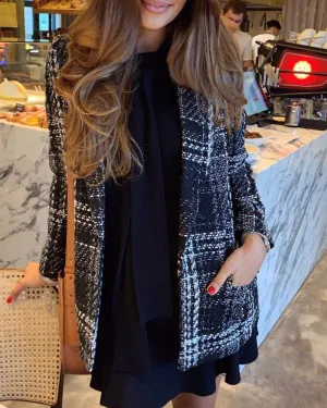 Black And White Stripes Single-breasted Suit Coat Blazers