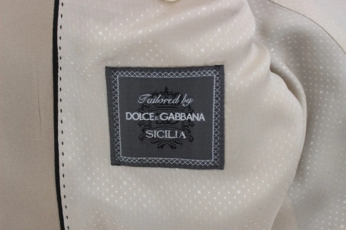 Black Beige Silk Slim Blazer Jacket