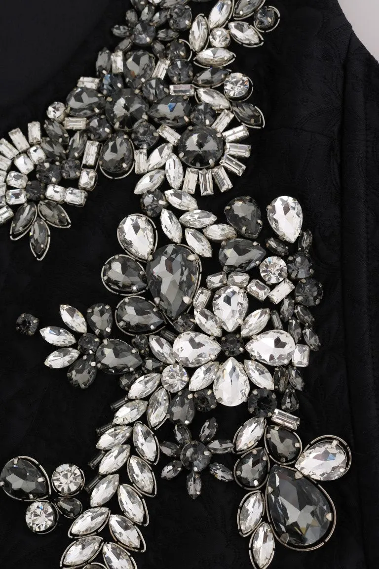 Black Brocade Crystal Vest