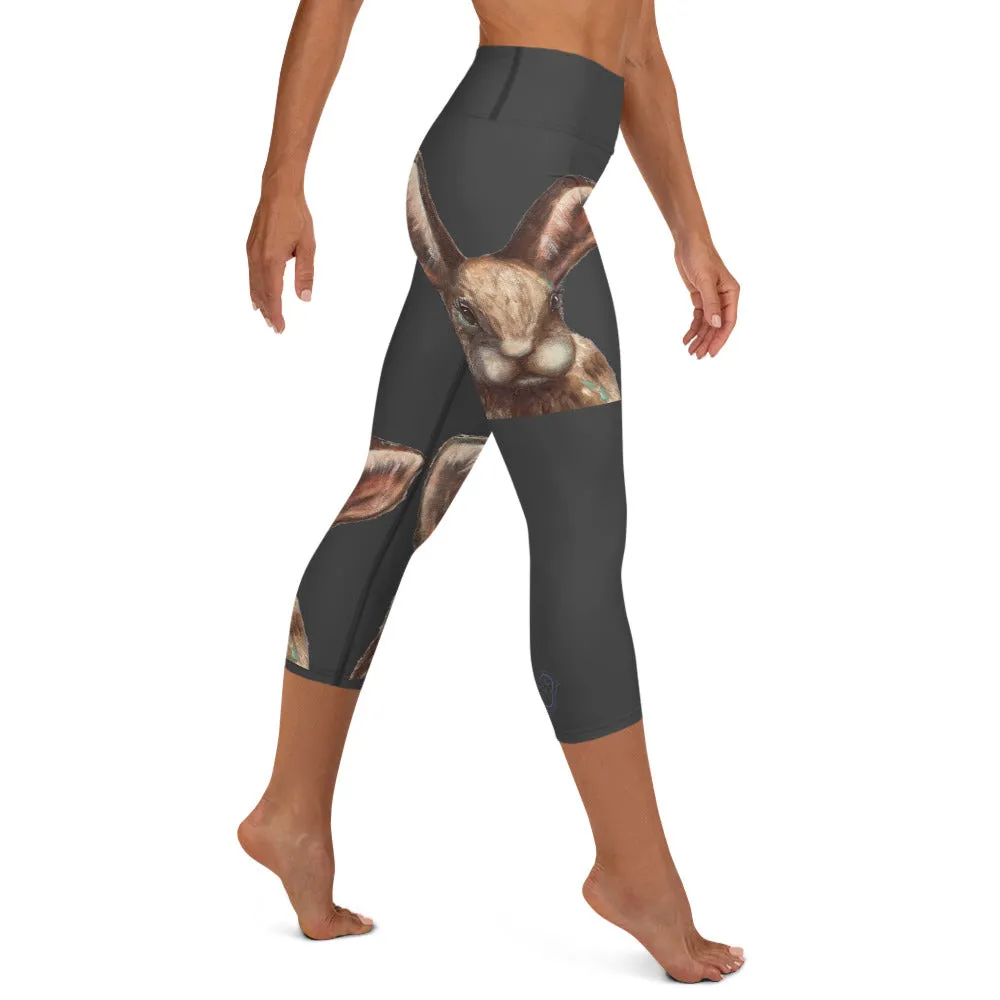 Black Capri Leggings with Bunny