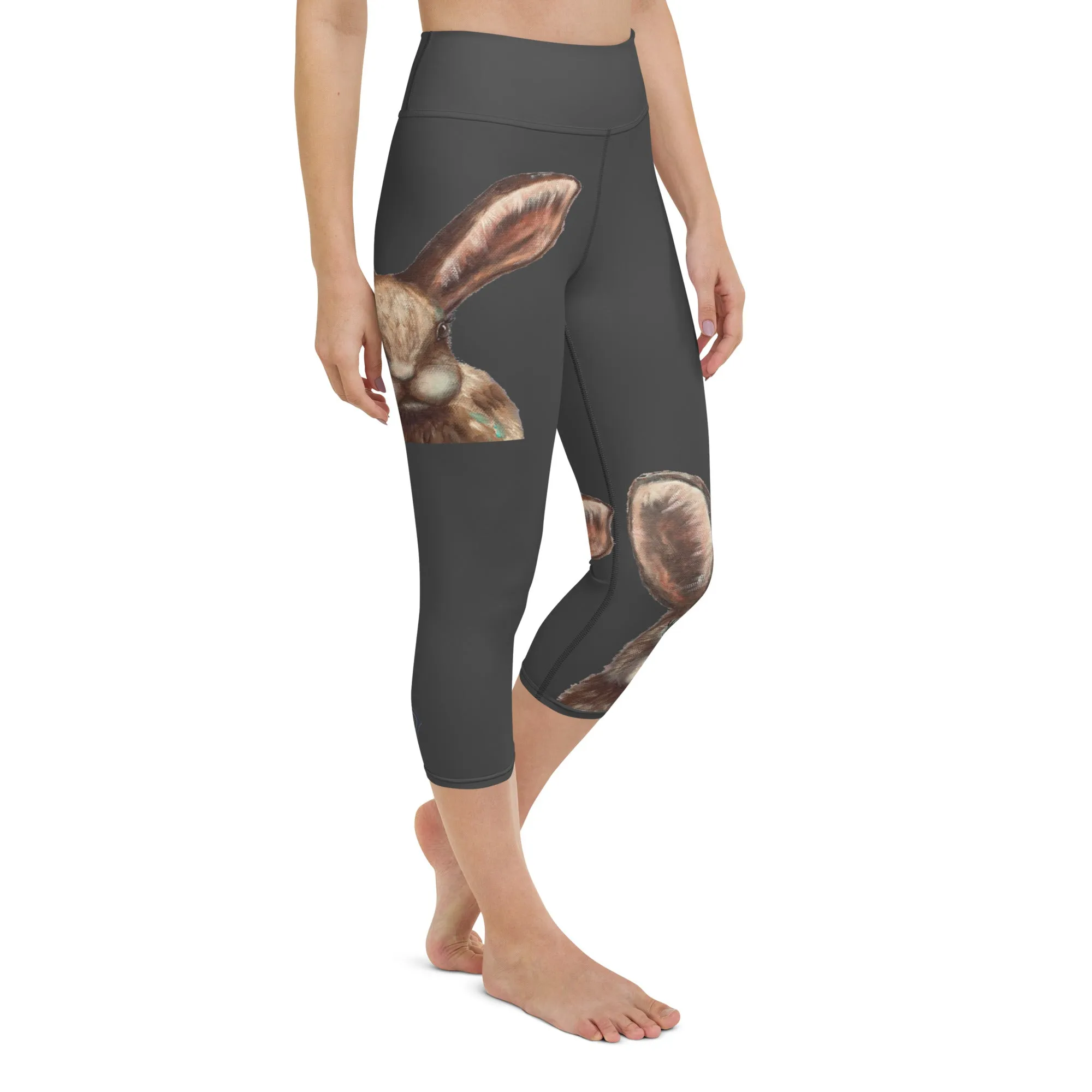 Black Capri Leggings with Bunny