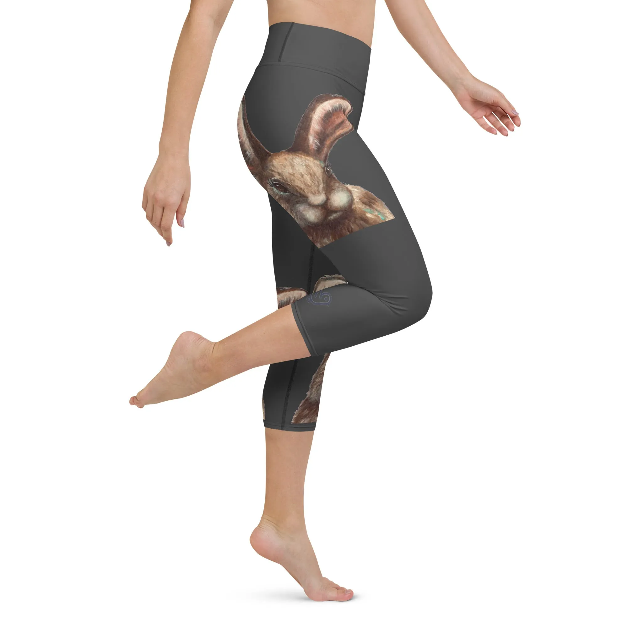 Black Capri Leggings with Bunny