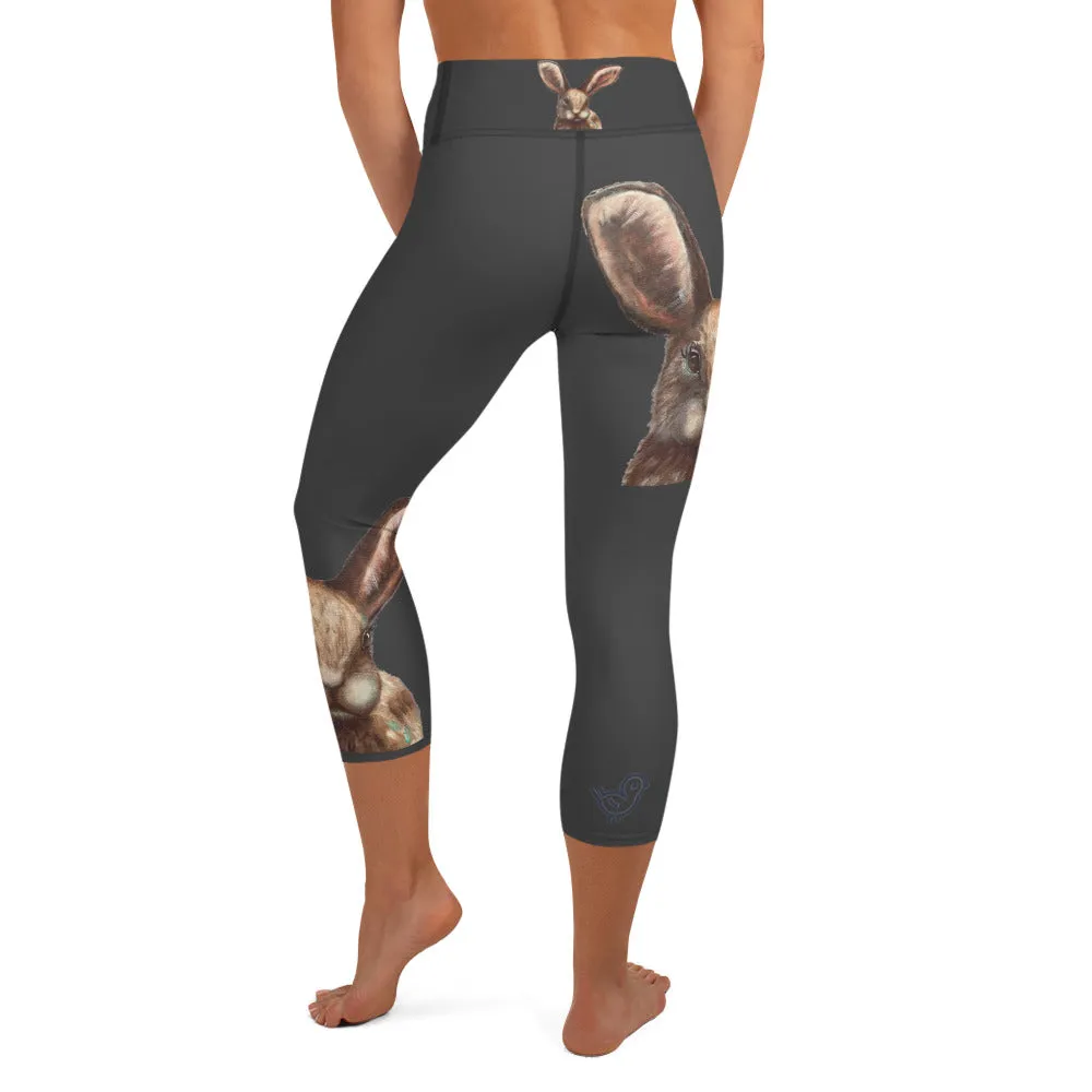 Black Capri Leggings with Bunny