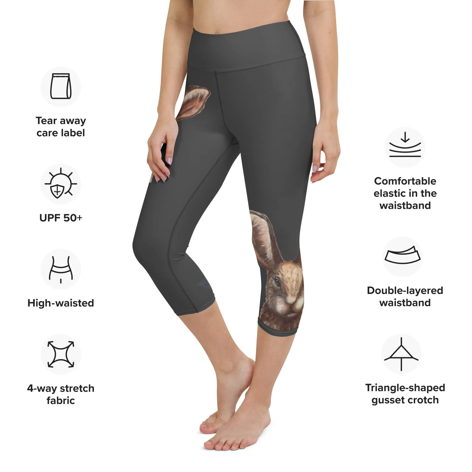 Black Capri Leggings with Bunny
