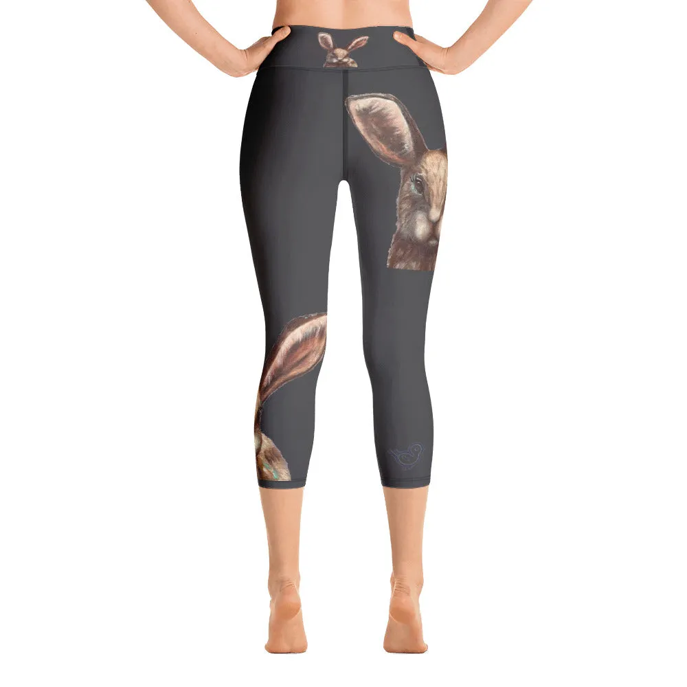 Black Capri Leggings with Bunny