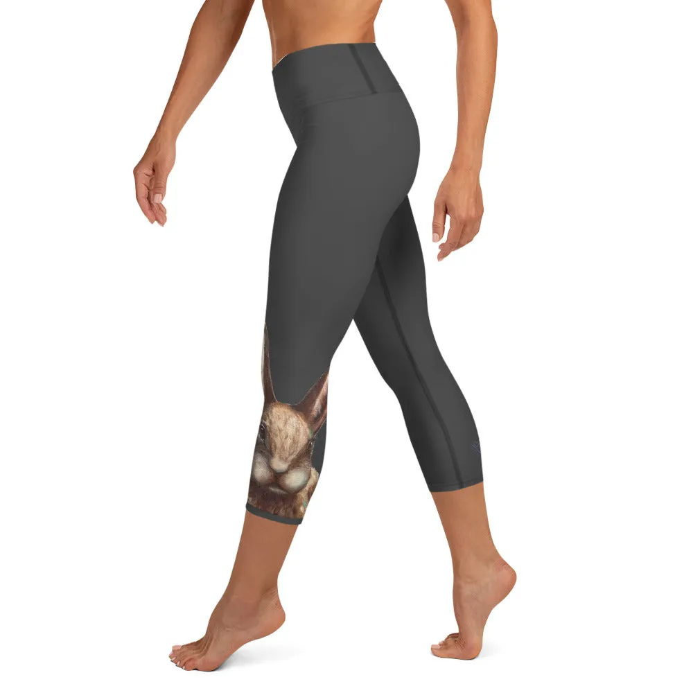 Black Capri Leggings with Bunny
