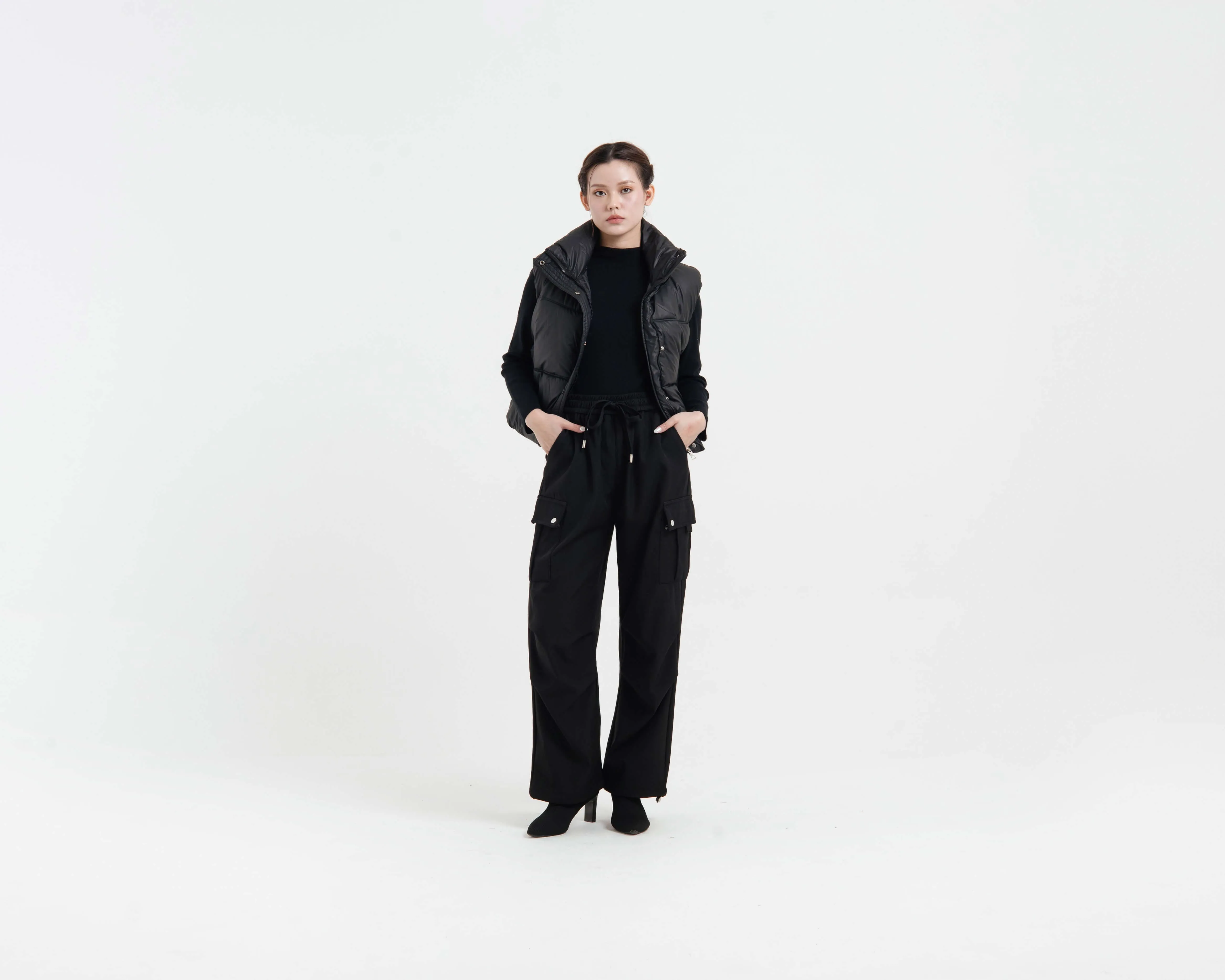 Black Cargo Waterproof Snow Pants