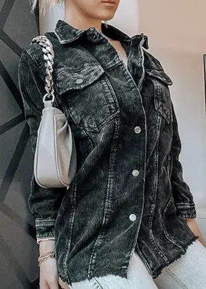 BLACK CORDUROY SHACKET