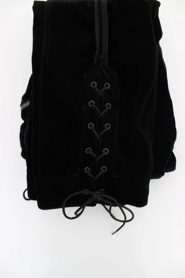 Black Cotton Blend Loose Fit Cargo Pants