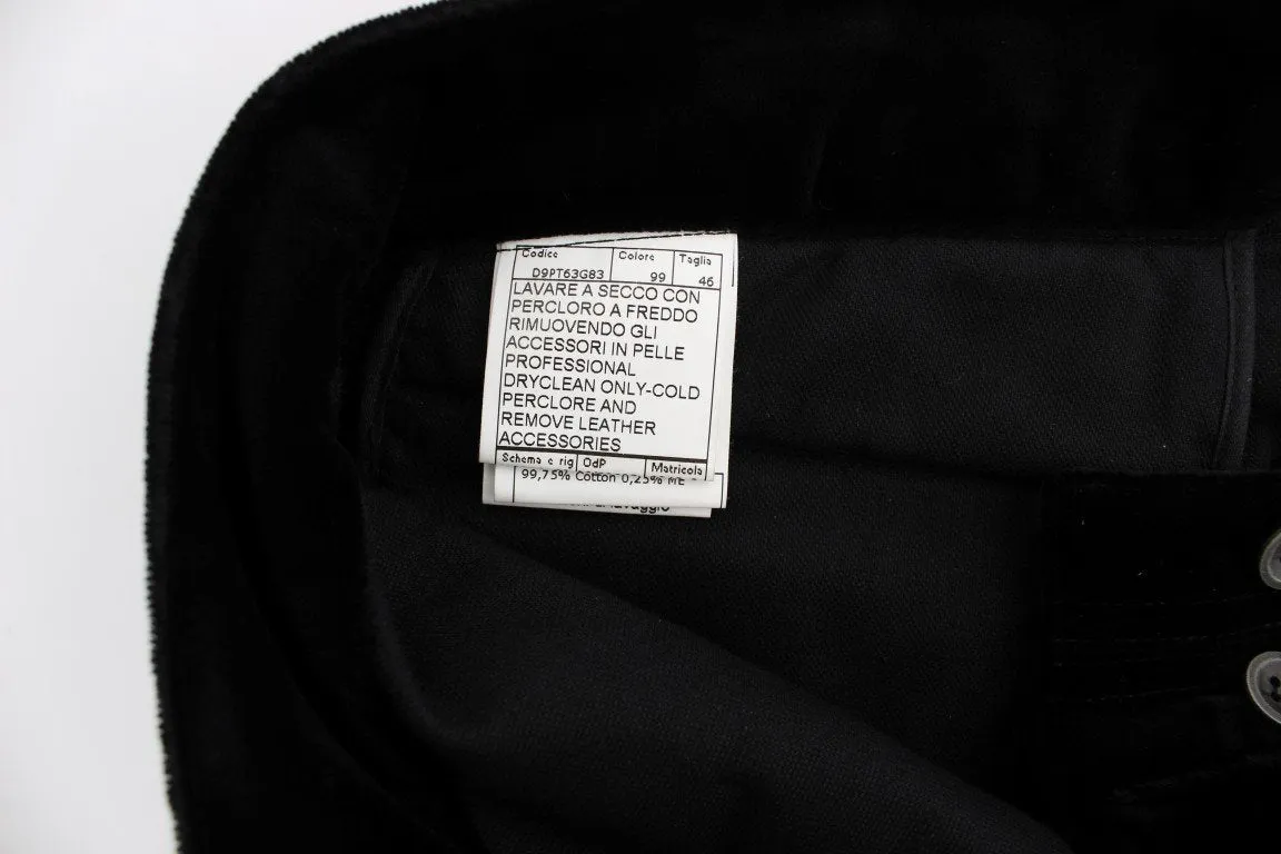 Black Cotton Blend Loose Fit Cargo Pants