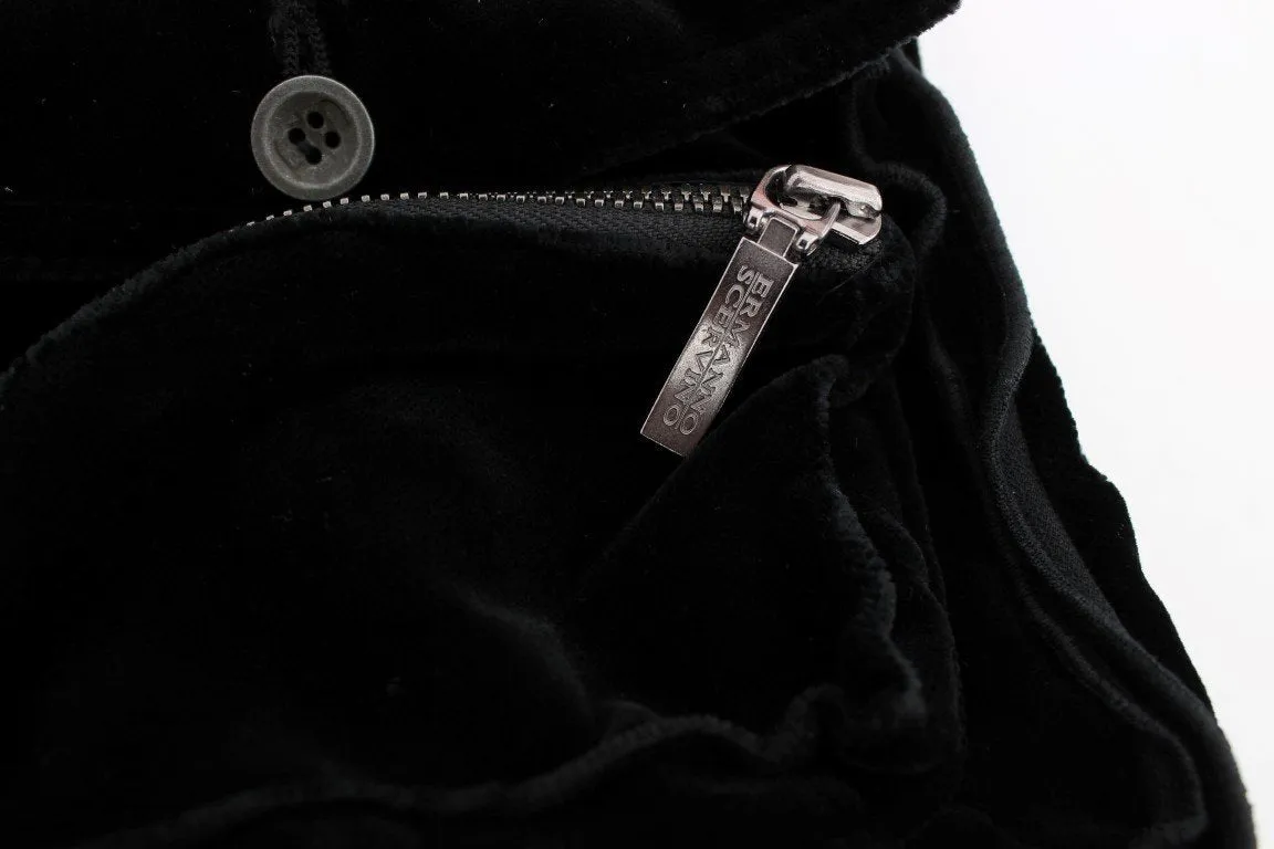 Black Cotton Blend Loose Fit Cargo Pants