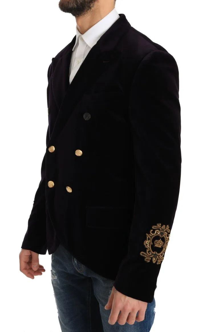 Black Cotton Royal Crown Blazer Jacket