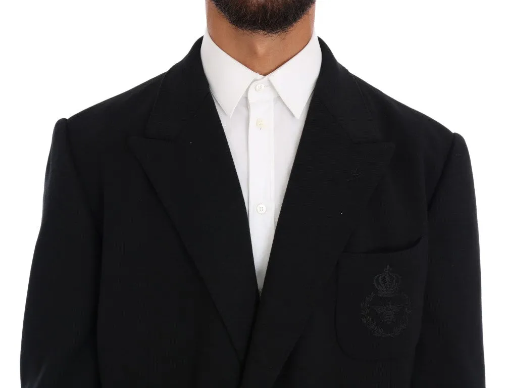 Black Double Breasted Wool Blazer