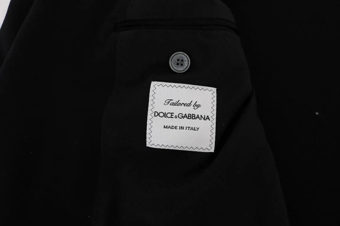 Black Double Breasted Wool Blazer