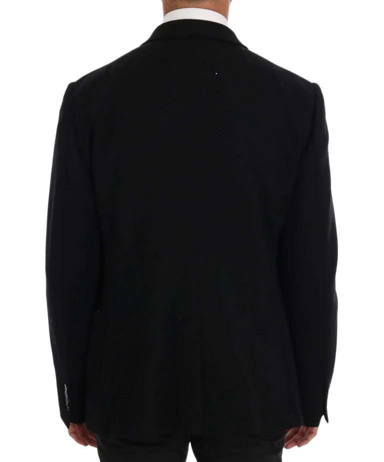 Black Double Breasted Wool Blazer