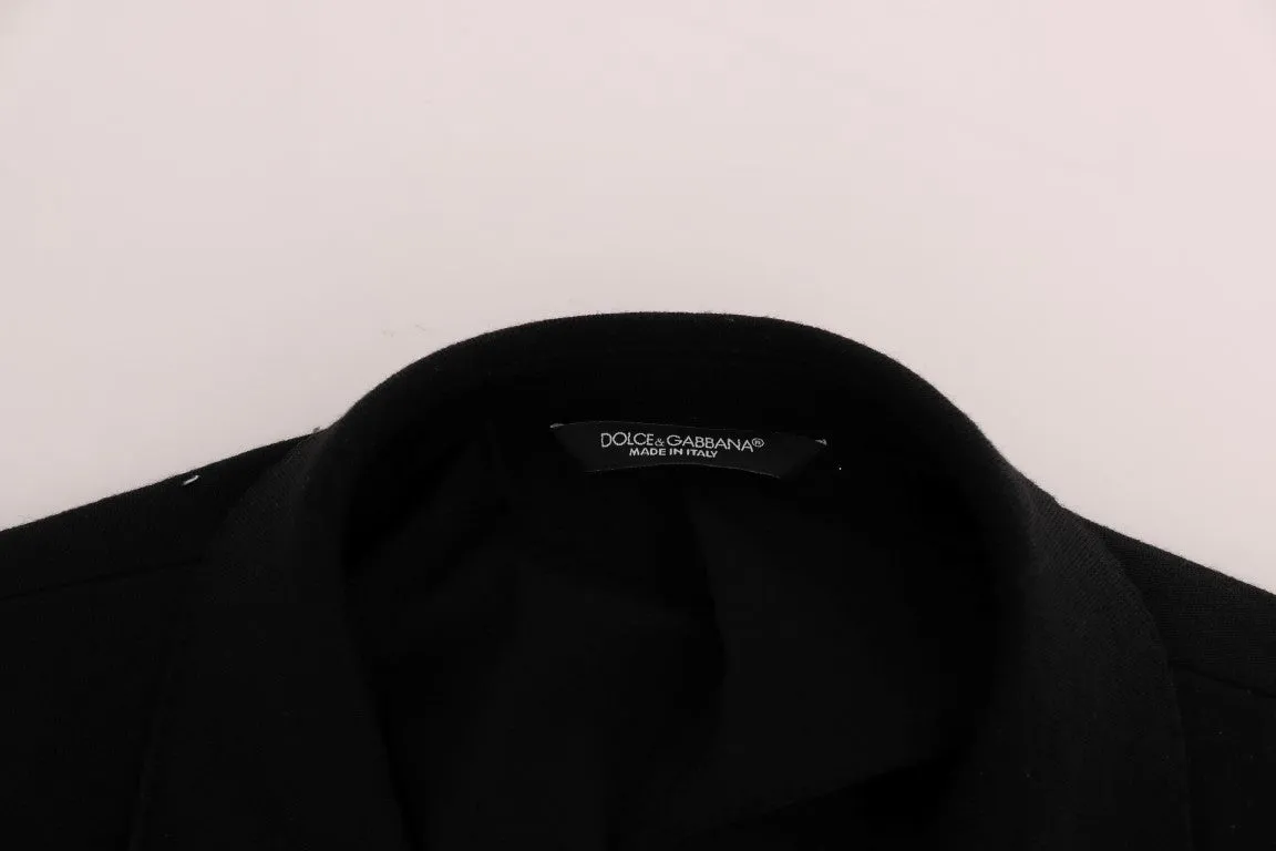 Black Double Breasted Wool Blazer