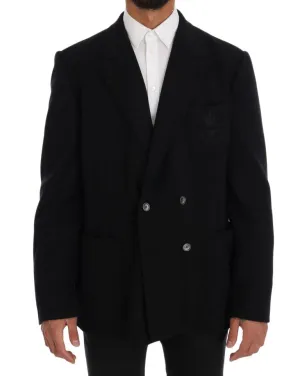Black Double Breasted Wool Blazer