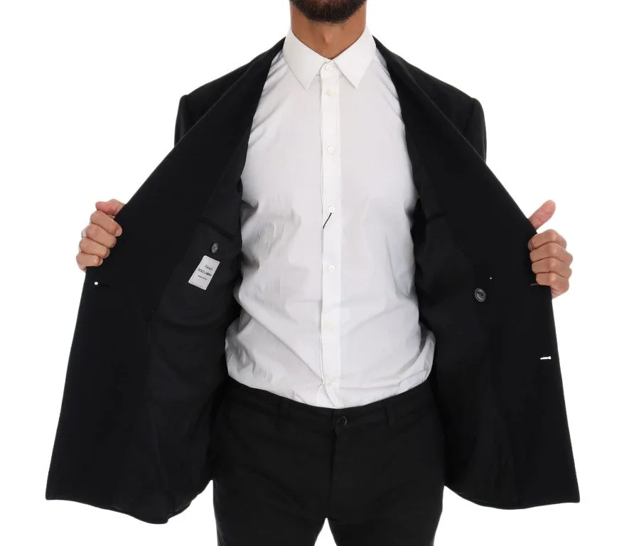 Black Double Breasted Wool Blazer