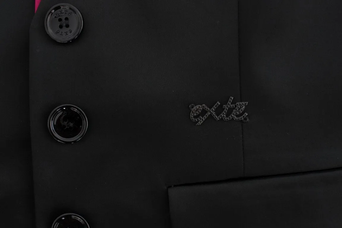 Black Pink Stretch Blazer Jacket