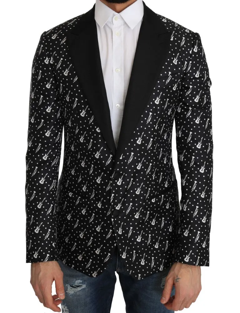 Black Silk Jazz Guitar Blazer Jacket