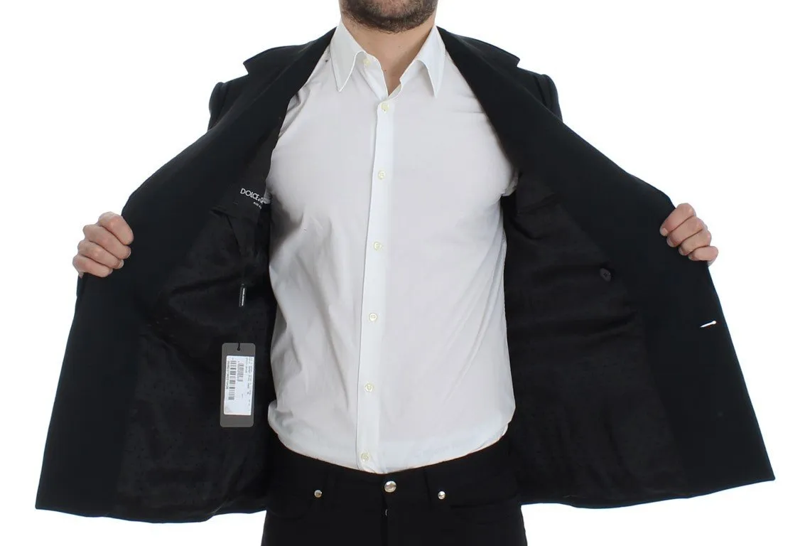 Black silk knight slim fit blazer