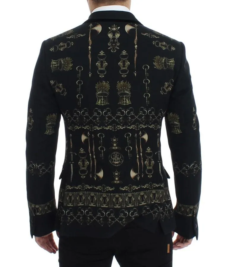 Black silk knight slim fit blazer