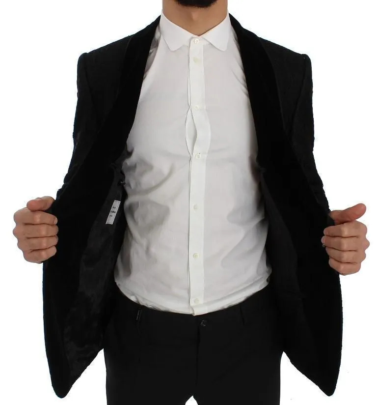Black Torero Jacquard Slim Blazer Jacket