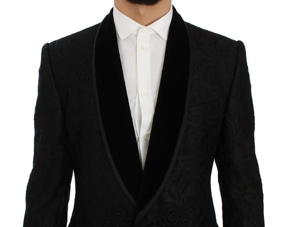 Black Torero Jacquard Slim Blazer Jacket