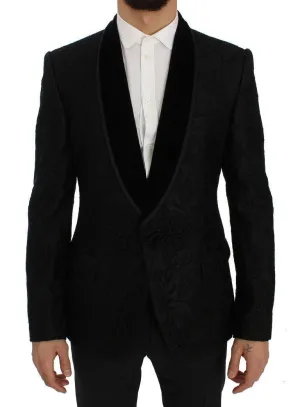 Black Torero Jacquard Slim Blazer Jacket