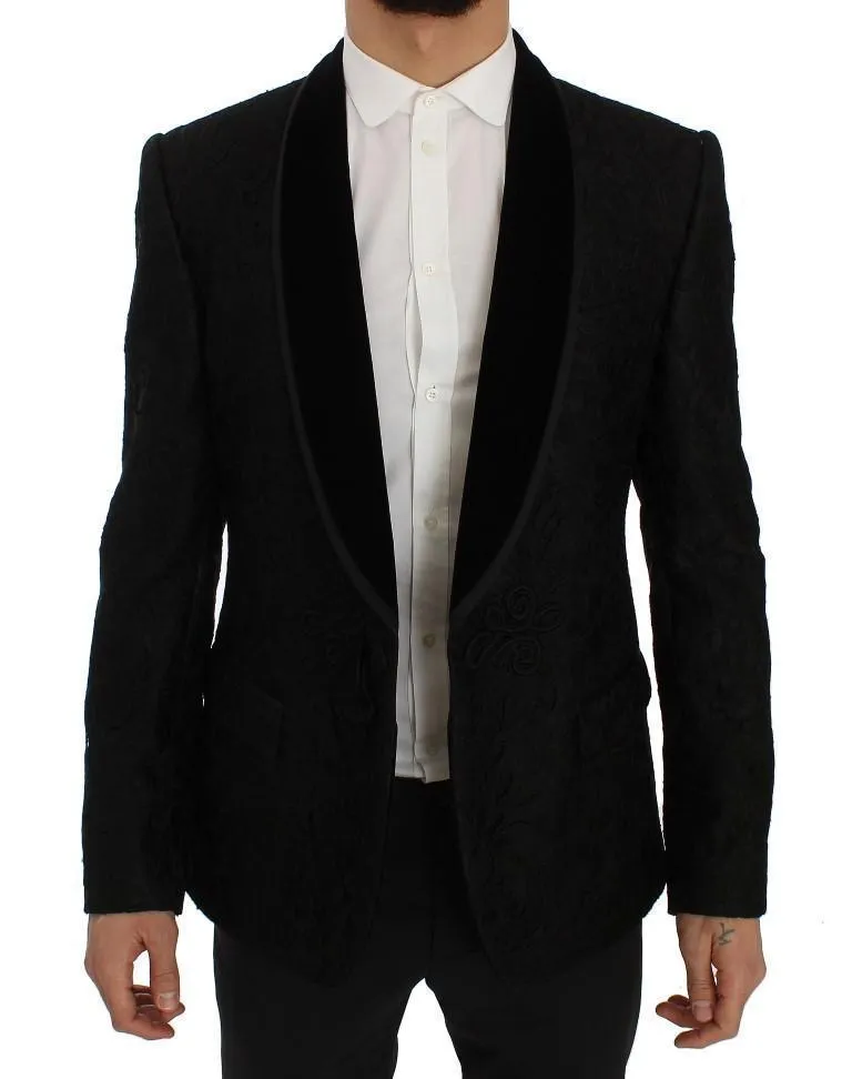 Black Torero Jacquard Slim Blazer Jacket