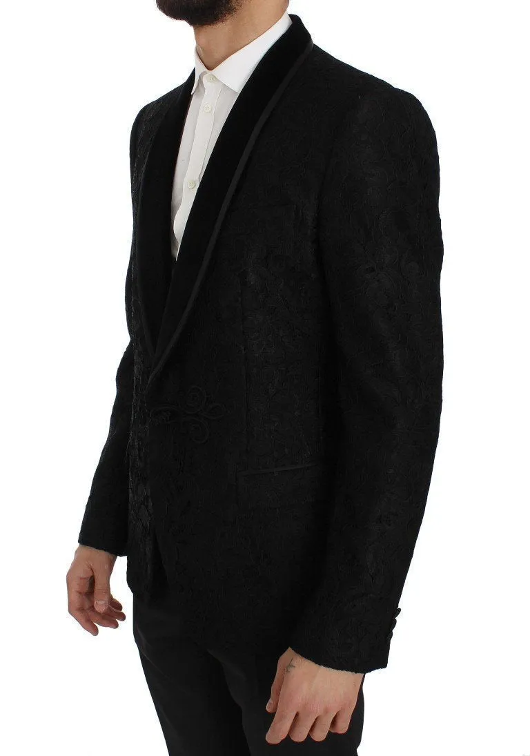 Black Torero Jacquard Slim Blazer Jacket