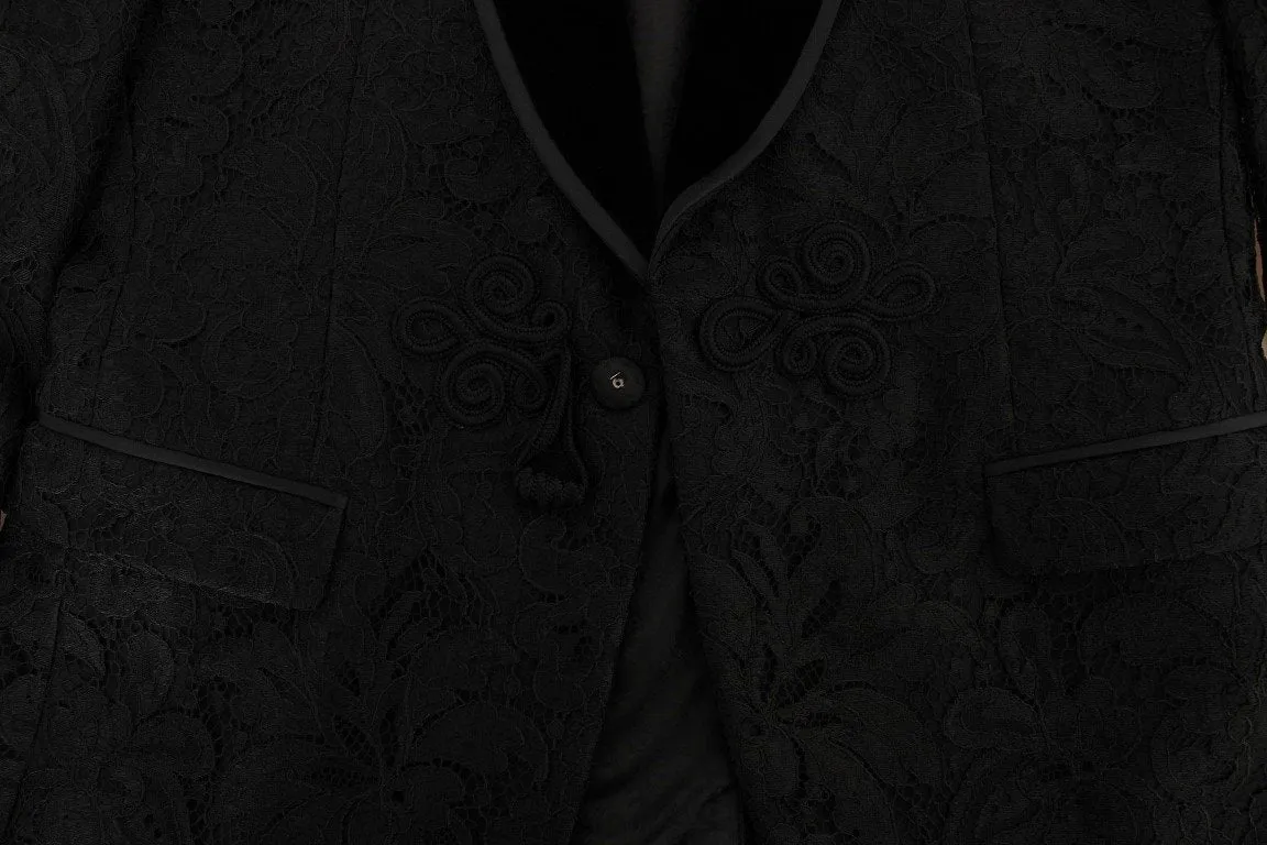 Black Torero Jacquard Slim Blazer Jacket
