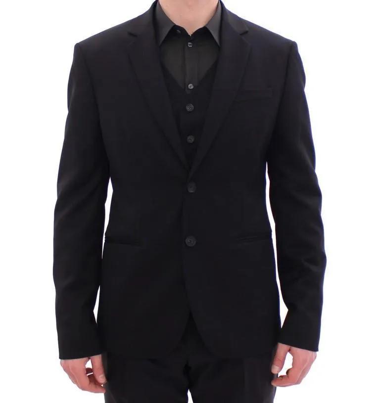 Black two button blazer with Vest