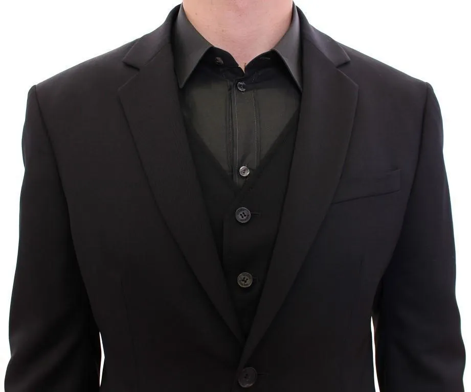 Black two button blazer with Vest