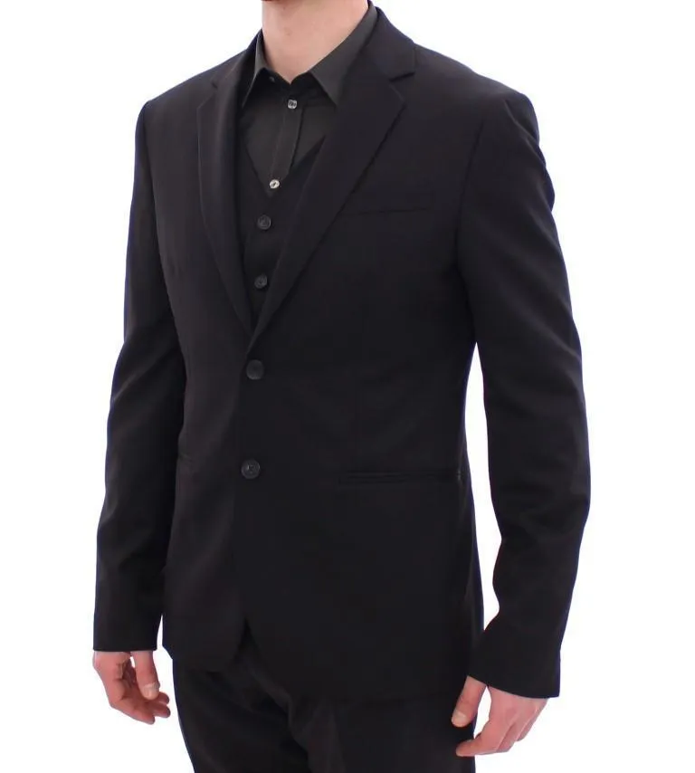 Black two button blazer with Vest