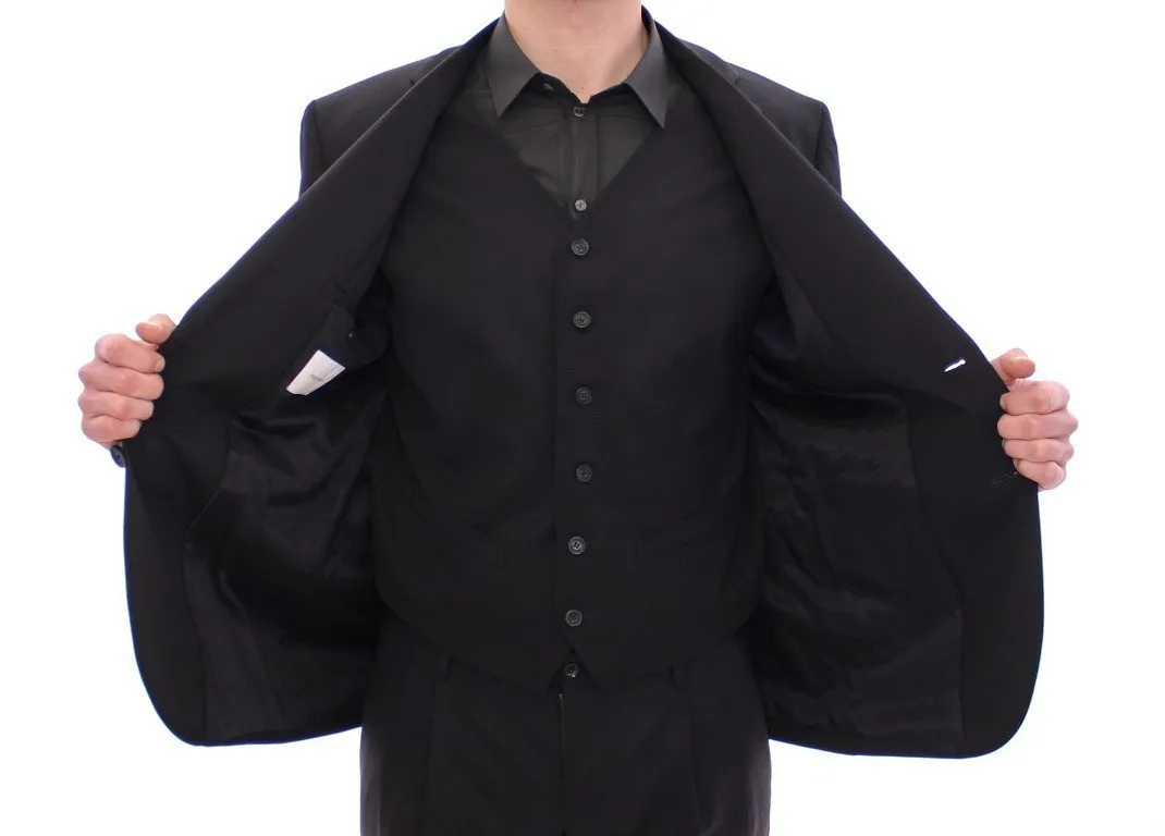 Black two button blazer with Vest