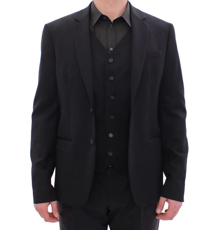 Black two button blazer with Vest