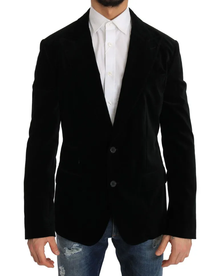 Black Velvet Single Breasted Blazer