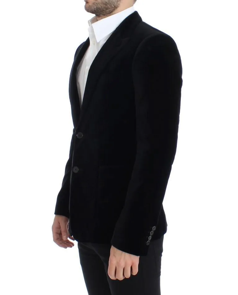 Black velvet slim fit blazer