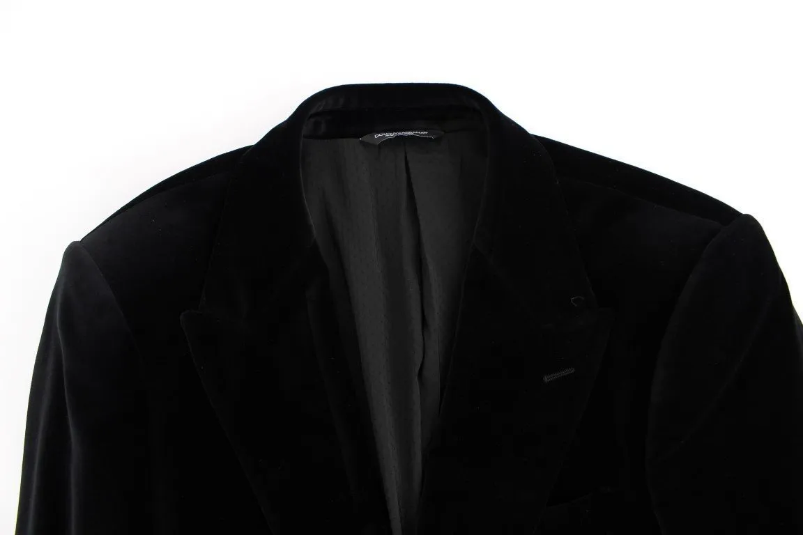 Black velvet slim fit blazer