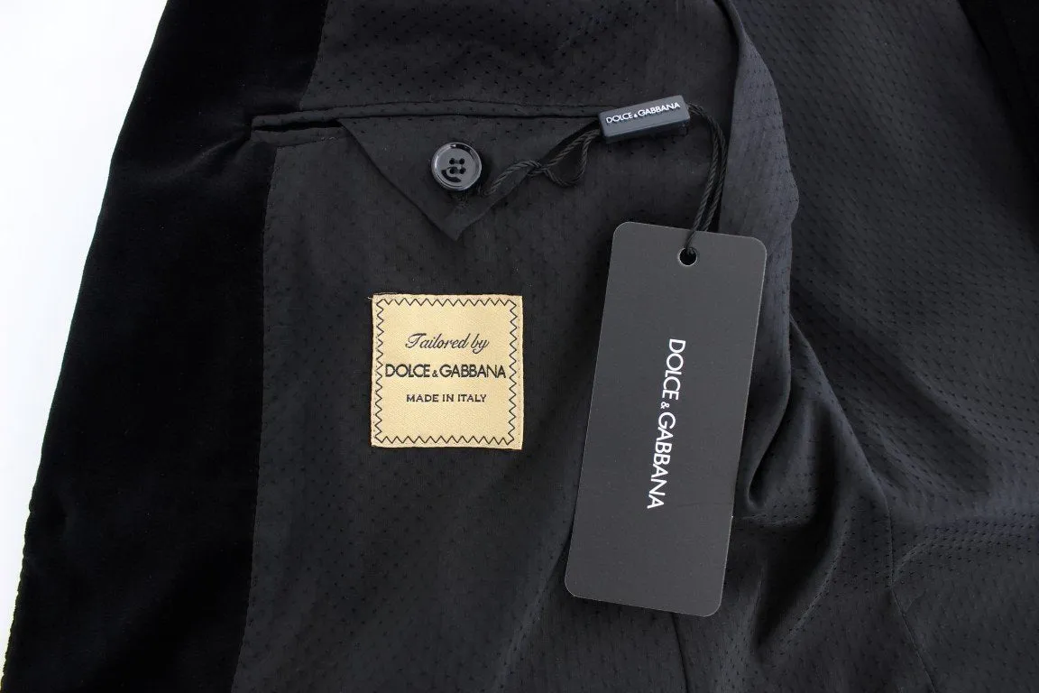 Black velvet slim fit blazer