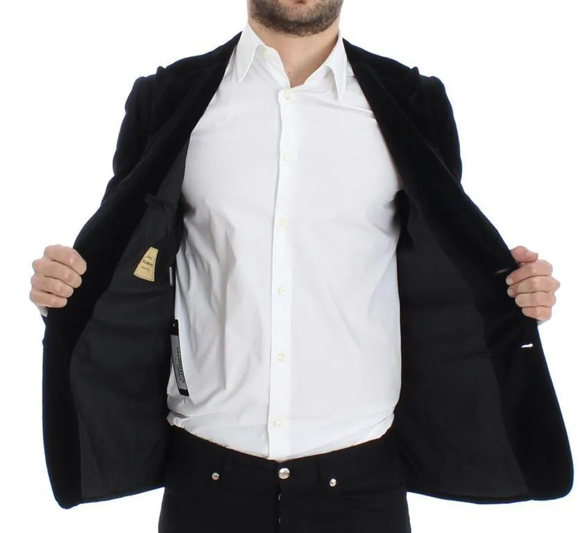 Black velvet slim fit blazer