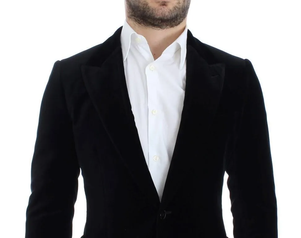 Black velvet slim fit blazer