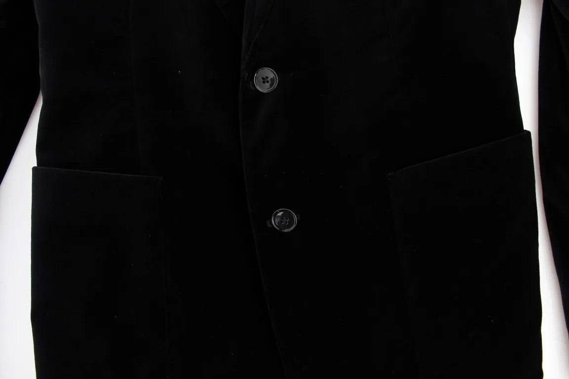Black velvet slim fit blazer