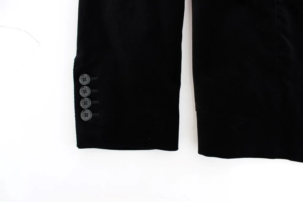Black velvet slim fit blazer