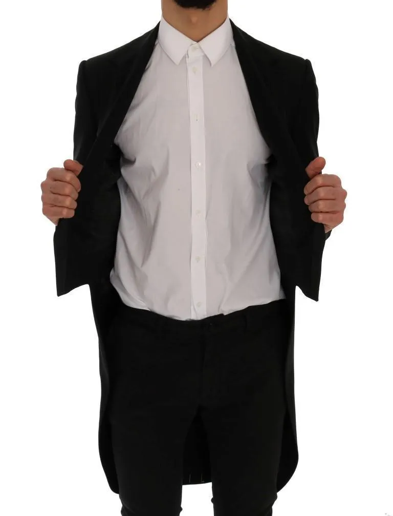 Black Wool Silk Tuxedo Blazer Tailcoat