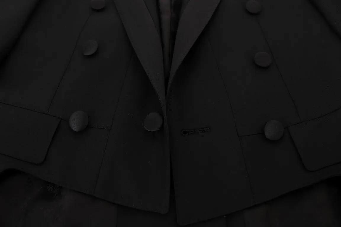 Black Wool Silk Tuxedo Blazer Tailcoat