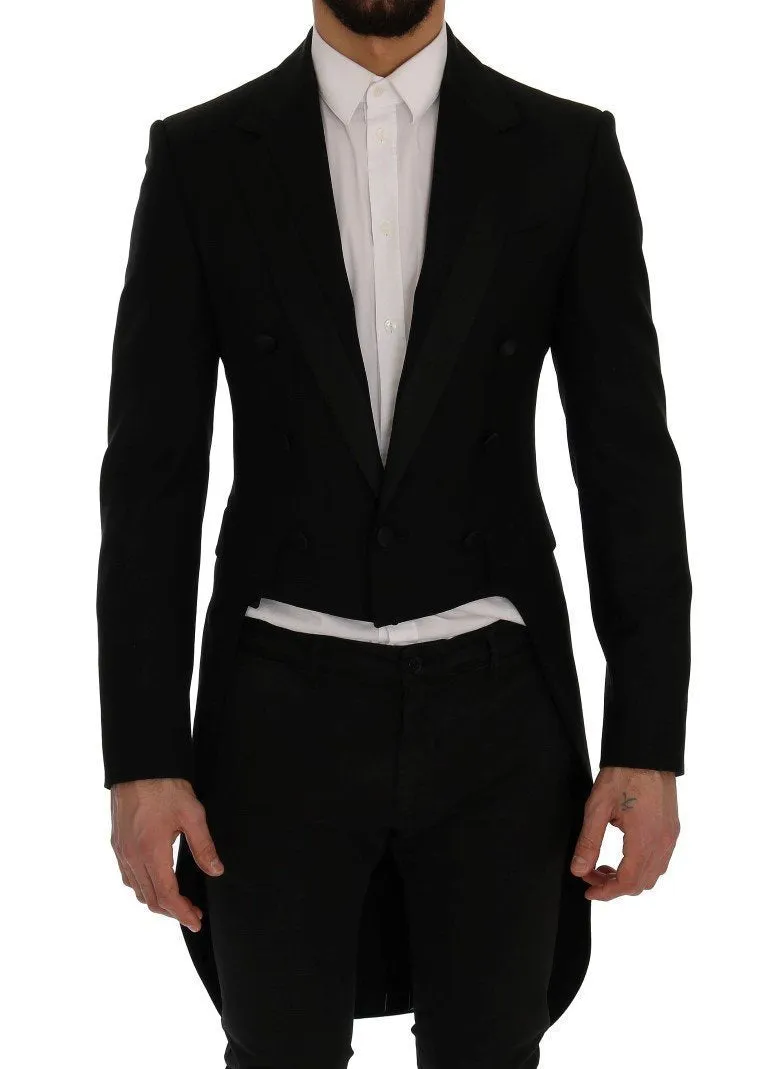 Black Wool Silk Tuxedo Blazer Tailcoat